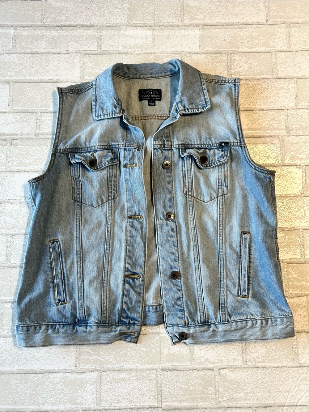 Lucky Light Wash Coastal Cowgirl Denim Vest size Large